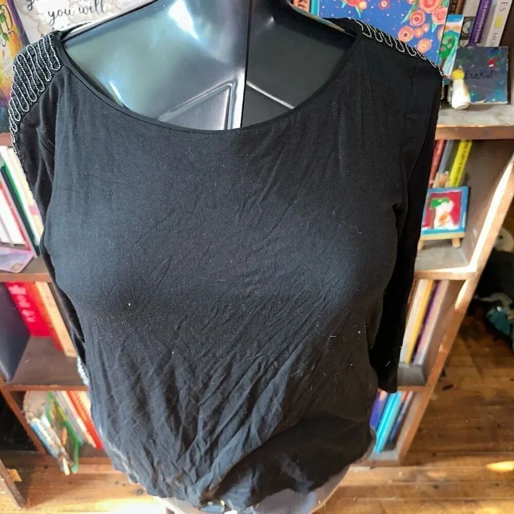 White House Black Market bling sleeve business casual top